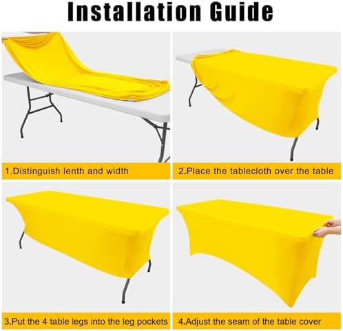 Smiry 2 Pack Spandex Table Cloth 6FT, Elastic Fitted Yellow Tablecloth - Image 6