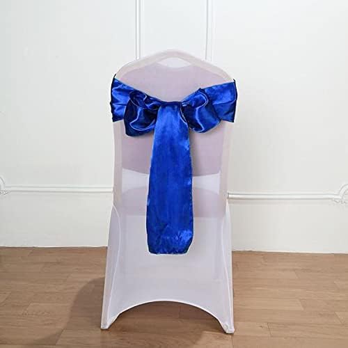 Balsa Circle 50 Royal Blue Satin Elegant Chair Cover Bows Sashes Wedding Banquet Decorations Party Supplies Engagement Events Reception - Image 5