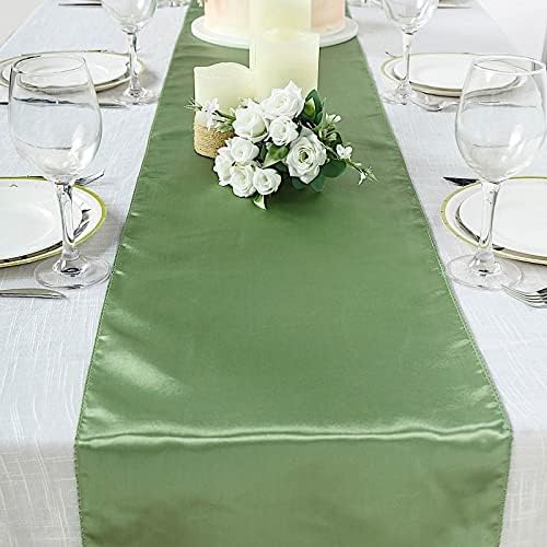 Balsa Circle 20 pcs 12 x 108 inch Tea Green Satin Table Runners Wedding Table Top Party Supplies Reception Linens Decorations - Image 2