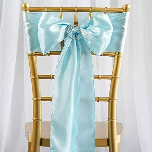 Balsa Circle 50 Light Blue Satin Elegant Chair Cover Bows Sashes Wedding Banquet Decorations Party Supplies Engagement Events Reception - Image 2