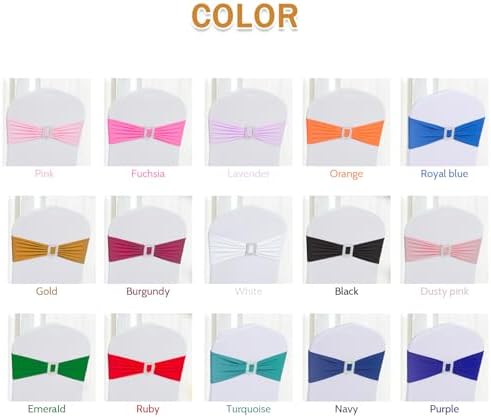 Joccun 120 PCS Spandex Chair Sashes Bows Stretch Chair Cover Band with Buckle Slider Universal Elastic Chair Ties for Wedding Banquet Party Event Decoration (Gold) - Image 5