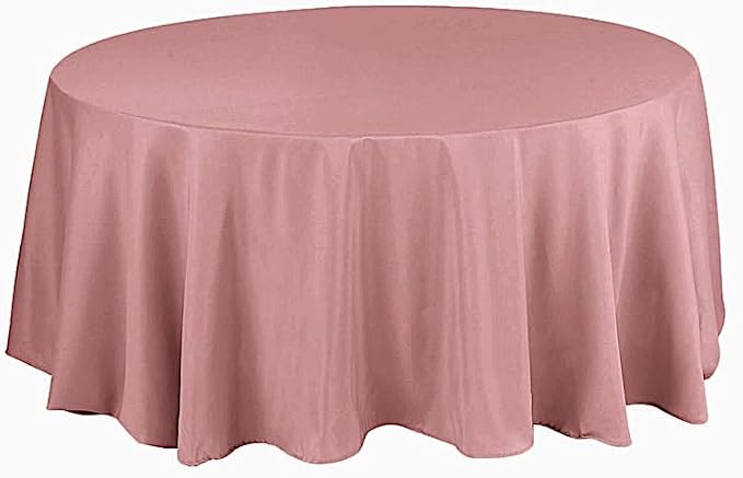 10 pcs 132 inch Dusty Rose Round Polyester Tablecloths Fabric Table Cover Linens | 132" Washable Fabric Table Cloth Covers for Wedding Party Polyester Reception Buffet Events Catering Dining Kitchen by BalsaCircle
