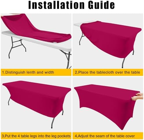Smiry 2 Pack Spandex Table Cloth 6FT, Elastic Fitted Fuchsia Tablecloth - Image 5