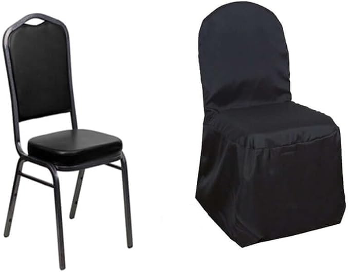 Efavormart 50 PCS Black Polyester Banquet Chair Covers, Reusable or Disposable Stain Resistant Chair Covers - Image 7