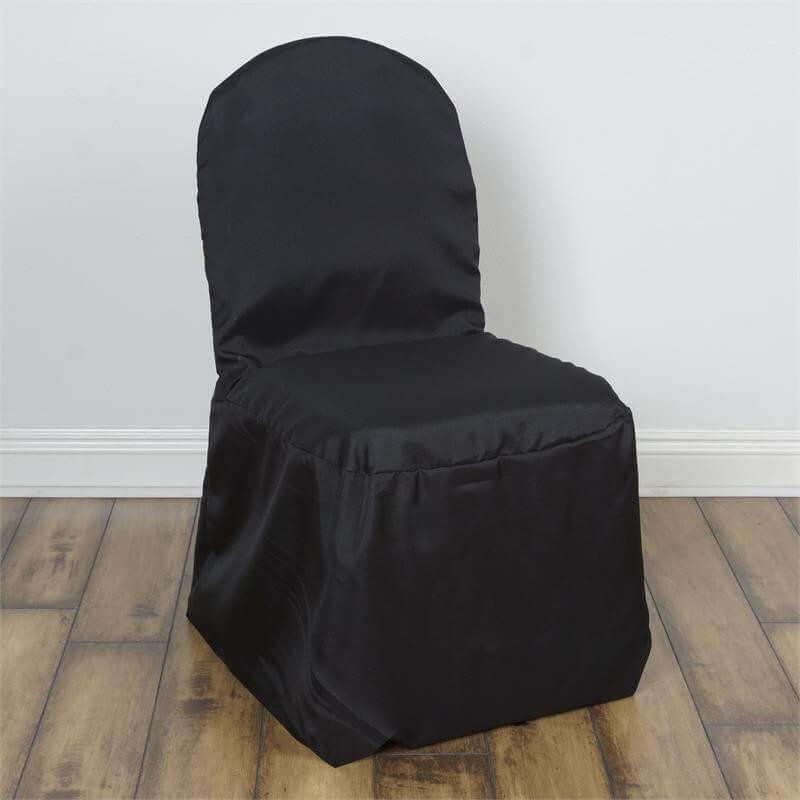 Efavormart 30 PCS Round Top Black Polyester Banquet Chair Covers Linen Dinning Chair slipcover for Wedding Party Event Catering - Image 2
