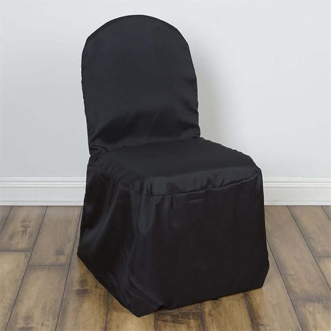 Efavormart 20 PCS Round Top Black Polyester Banquet Chair Covers Linen Dinning Chair slipcover for Wedding Party Event Catering - Image 2
