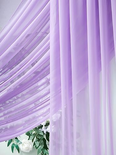 Light Purple Arch Drapes Chiffon Wedding Backdrop Fabric 6 Panels 6 Yards for Baby Shower Birthday Party Decorations - Image 3