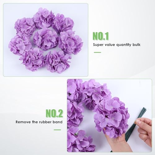 AVIVIHO 65pcs Lavender Fake Flowers Hydrangea Artificial Flowers Bluk (Not Squished, No Steaming Need) Hydrangeas Silk Flowers with Stems for Home Weddings,Table Centerpieces,Party Arch Decorations - Image 5