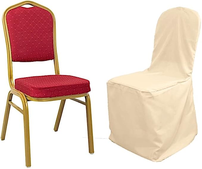 Balsa Circle 50 pcs Beige Polyester Banquet Chair Covers for Party Wedding Linens Decorations Dining Ceremony Reception Supplies - Image 2