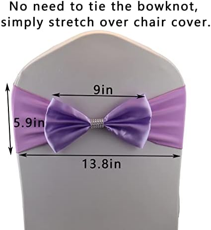 6 PCS Bows Stretch Chair Sashes, for Wedding Party Chair Cover Decoration, Spandex Stretch Chairs Bands (Pack of 6 Light Purple - Image 3