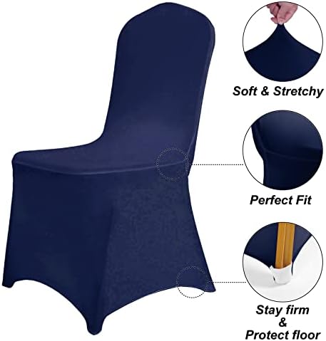 SuperO Waterproof Spandex Chair Cover 25PCS, Stretch Dining Chair Covers, Polyester Outdoor Chair Covers, Protector Stretch Chair Cover for Party Universal, Banquet, Wedding Event, Hotel(Navy) - Image 5