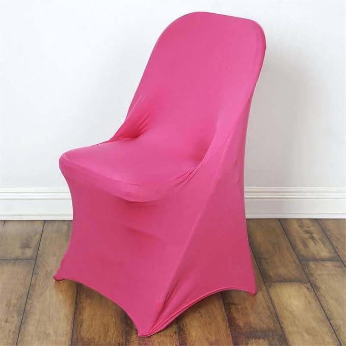 Tableclothsfactory 10PCS Stretchy Spandex Fitted Folding Chair Cover Dinning Event Slipcover for Wedding Party Banquet Catering - Fushia by TABLECLOTHSFACTORY