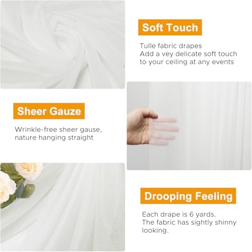 Wedding Arch Draping Fabric 6 Panels Ivory Sheer Backdrop Drapes - Image 3
