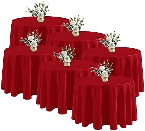 Fitable 6 Pack Red Tablecloths 120 Inch Round for 48"-96" Tables by Fitable