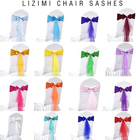 Polyester Stretch Chair Sashes Bands Organza Sash Bows Spandex Bows for Party Birthday Hotel Wedding Banquets Decoration (Blue Purple 50 PCS) - Image 3