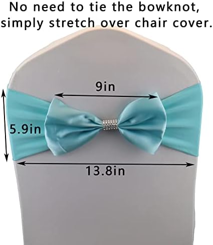 100 PCS Bows Stretch Chair Sashes, for Wedding Party Chair Cover Decoration, Spandex Stretch Chairs Bands (Pack of 100 Sky Blue - Image 3