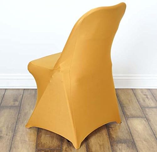 Tableclothsfactory 50pcs Stretchy Spandex Fitted Folding Chair Cover Dinning Event Slipcover for Wedding Party Banquet Catering - Gold by TABLECLOTHSFACTORY