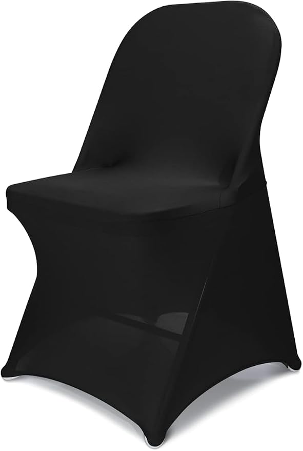 Black Folding Chair Covers 1PCS Spandex Stretch Slipcovers | Universal Fitted Chair Cover Protector,Stretch Chair Covers for Wedding,Party, Banquet, Holidays, Celebration by WASIRL