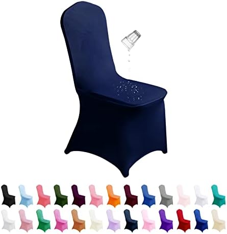 SuperO Waterproof Spandex Chair Cover 25PCS, Stretch Dining Chair Covers, Polyester Outdoor Chair Covers, Protector Stretch Chair Cover for Party Universal, Banquet, Wedding Event, Hotel(Navy) by SuperO