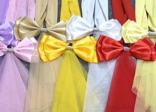 Stretch Spandex Chair Sashes Bands Polyester Chair sash for Banquet Party Chairs Covers Wedding Ceremony Elastic Bows Decorations（Light Yellow 50 Pcs） - Image 6