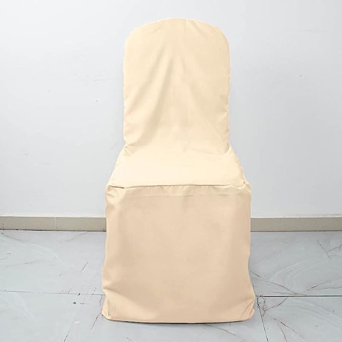 Balsa Circle 50 pcs Beige Polyester Banquet Chair Covers for Party Wedding Linens Decorations Dining Ceremony Reception Supplies - Image 8