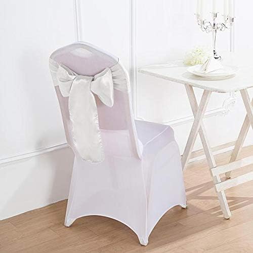 Balsa Circle 25 White Satin Elegant Chair Cover Bows Sashes Wedding Banquet Decorations Party Supplies Engagement Events Reception - Image 5