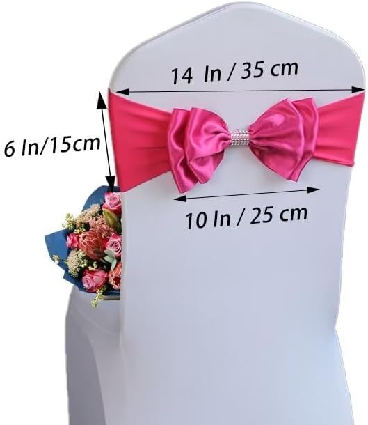 25 PCS Spandex Chair Sash Bow Tied,Elastic Sashes Chair Bands for Wedding Party Reception Events Celebration Banquets Hotel Event Decorations Chairs Decoration(Rose Red) - Image 2