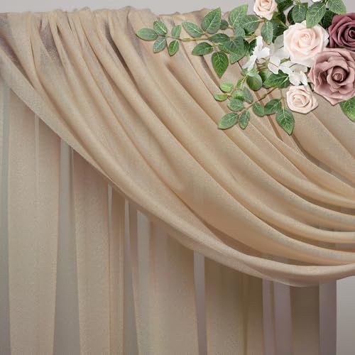 Wedding Arch Draping Fabric 6 Panels Nude Sheer Backdrop Drapes - Image 4