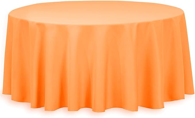 LTC LINENS Orange Round Tablecloth - 132 Inch Round Tablecloth, Large Party Table Cloth, Wrinkle Resistant, Washable Polyester Fabric Table Cover Linens for Wedding, Party, Banquet by LTCLINENS