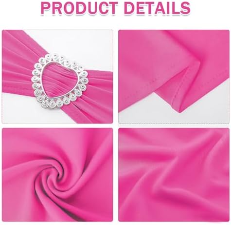 Pack of 60 Spandex Chair Sashes Bows Stretch Chair Cover Band with Buckle Slider Universal Elastic Chair Ties for Wedding Banquet Party Event Decoration (Fuchsia) - Image 3