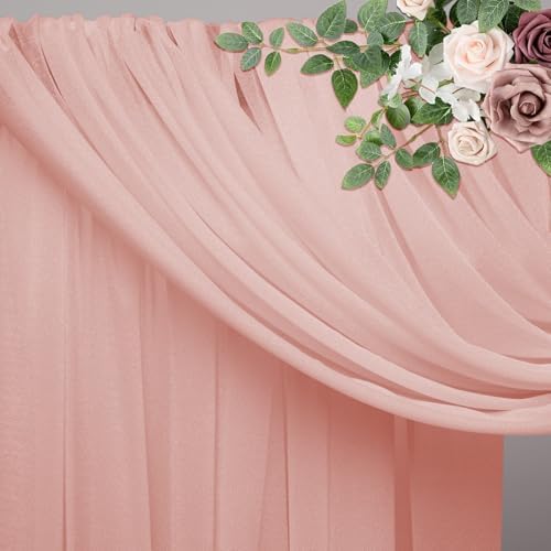 Wedding Arch Draping Fabric 3 Panels Blush Sheer Backdrop Drapes - Image 4