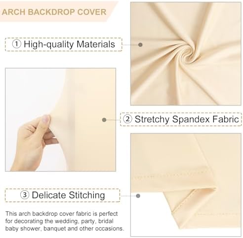 FANPROMS Beige Arch Backdrop Cover Set of 3 Wedding Arch Cover 4x5x6FT Round Top Arch Stand Cover for Fitted Arch Covers Spandex Backdrop Covers Set for Wedding Party Ceremony Decorations - Image 3