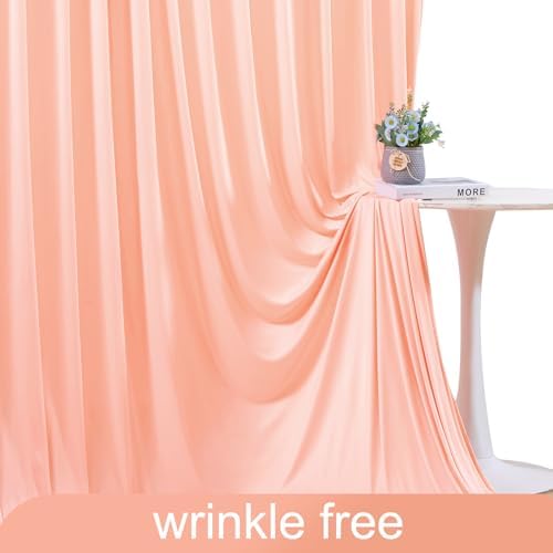 Peach Backdrop Curtain for Parties Baby Shower Wrinkle Free Peach Photo Curtains Backdrop Drapes Fabric Decoration for Wedding Birthday Party 5ft x 8ft,2 Panels - Image 5