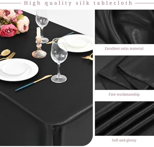 12 Pack Black Satin Tablecloth, 57 x 108 Inch - Image 3