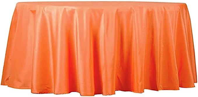 6 pcs 132 inch Orange Round Polyester Tablecloths Fabric Table Cover Linens | 132" Washable Fabric Table Cloth Covers for Party Wedding Reception Buffet Events Catering Dining Kitchen Dining by BalsaCircle