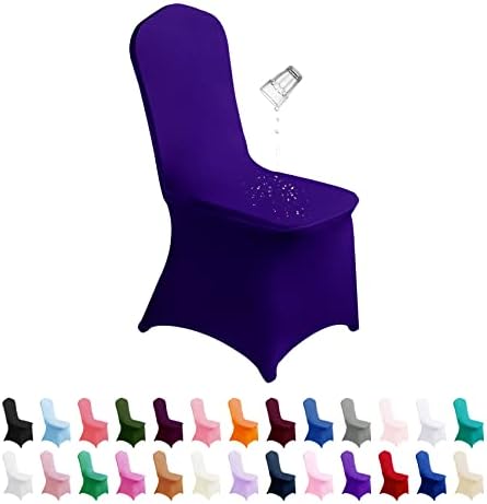 SuperO Waterproof Spandex Chair Cover 25PCS, Stretch Dining Chair Covers, Polyester Outdoor Chair Covers, Protector Stretch Chair Cover for Party Universal, Banquet, Wedding Event, Hotel(Purple) by SuperO