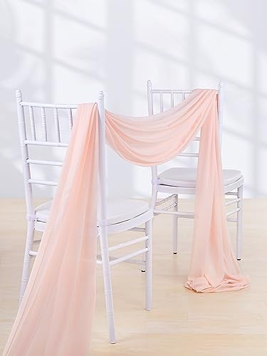 Light Peach Arch Drapes Fabric 6 Panels Chiffon Fabric Photography 6 Yards Sheer Drapes for Wedding Backdrop Ceremony Stage Reception Decoration - Image 5