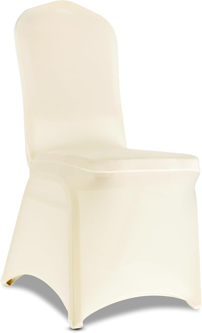 100 Pieces Ivory Chair Covers - Versatile Stretch Polyester Spandex Dining Chair Slipcovers for Dining, Party, Wedding, Banquet, and More by LGJIAOJIAO