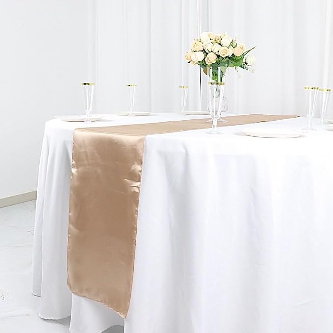 Balsa Circle 10 pcs 12 x 108 inch Nude Satin Table Runners Wedding Table Top Party Supplies Reception Linens Decorations - Image 6