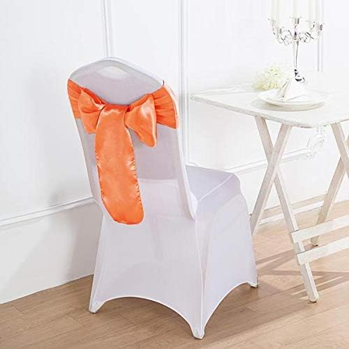 Balsa Circle 25 Orange Satin Elegant Chair Cover Bows Sashes Wedding Banquet Decorations Party Supplies Engagement Events Reception - Image 5