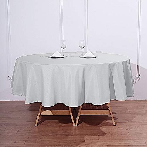 Balsa Circle 6 pcs 90 inch Silver Round Washable Polyester Easy-Care Tablecloth for Indoor and Outdoor Bridal Shower Wedding Table Buffet Table Parties Kitchen Dining - Image 2