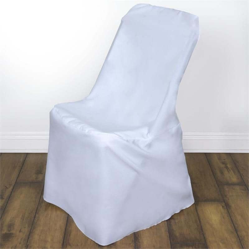 Efavormart White Polyester Lifetime Folding Chair Covers, Durable Reusable Chair Covers - Image 2
