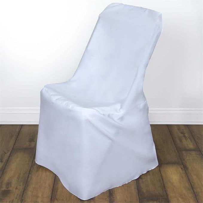 Efavormart 40 PCS White Polyester Lifetime Folding Chair Covers, Durable Reusable Chair Covers - Image 2