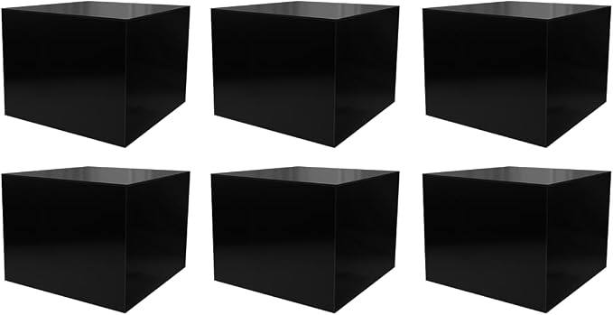 Marketing Holders 6 Pack Acrylic Display Riser Box Versatile 5 Sided Pedestal Merchandise Storage Bin No Lid 12" x 12" x 9" Retail Product Riser One Open Side by MarketingHolders