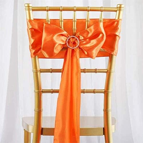 Balsa Circle 25 Orange Satin Elegant Chair Cover Bows Sashes Wedding Banquet Decorations Party Supplies Engagement Events Reception - Image 2