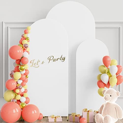 Wokceer Arch Backdrop Cover Arch Covers Strethy Backdrop Set of 3 White - Image 3