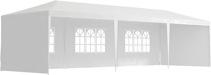 10' X 30' Outdoor Wedding Party Tent Canopy Tent with 5 Removable Sidewalls, Heavy Duty Waterproof Gazebo Patio Shelter for BBQ Camping Party Cater Events