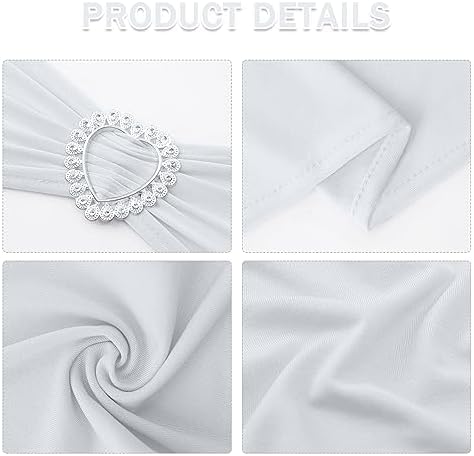 Pack of 60 Spandex Chair Sashes Bows Stretch Chair Cover Band with Buckle Slider Universal Elastic Chair Ties for Wedding Banquet Party Event Decoration (White) - Image 3