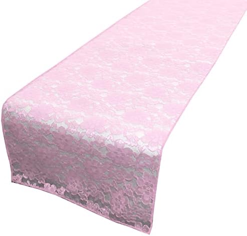 Zen Creative Designs 10 Pack Floral Lace Table Runner Sheer Lace Event Party Wedding Table Decor (12" by 144", Pink) by ZenCreativeDesigns
