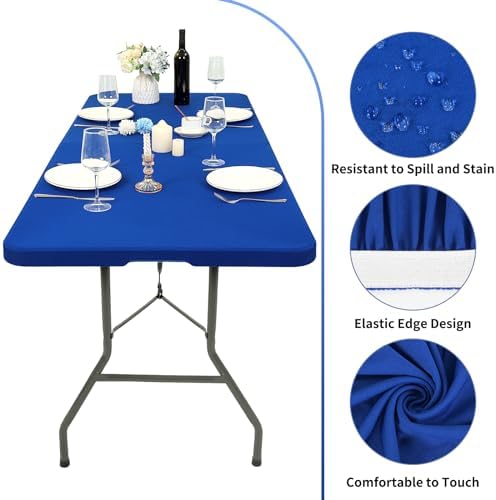 10 Pack Stretch Table Top Cap Cover, Royal Blue, 30" x 72" - Image 3